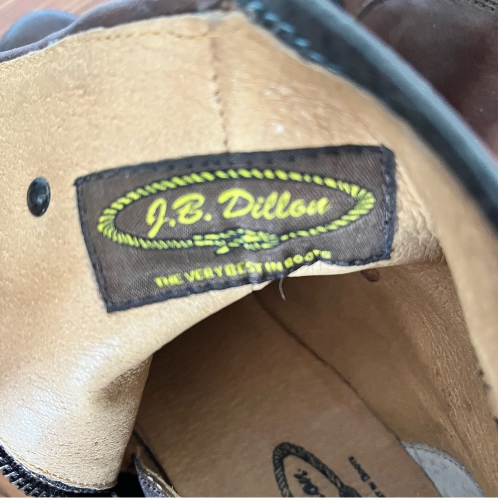 J.B. Dillon Western Cowboy 2 Tone Brown Leather Ankle Boots with Side Zip 7 1/2 - Picture 14 of 17